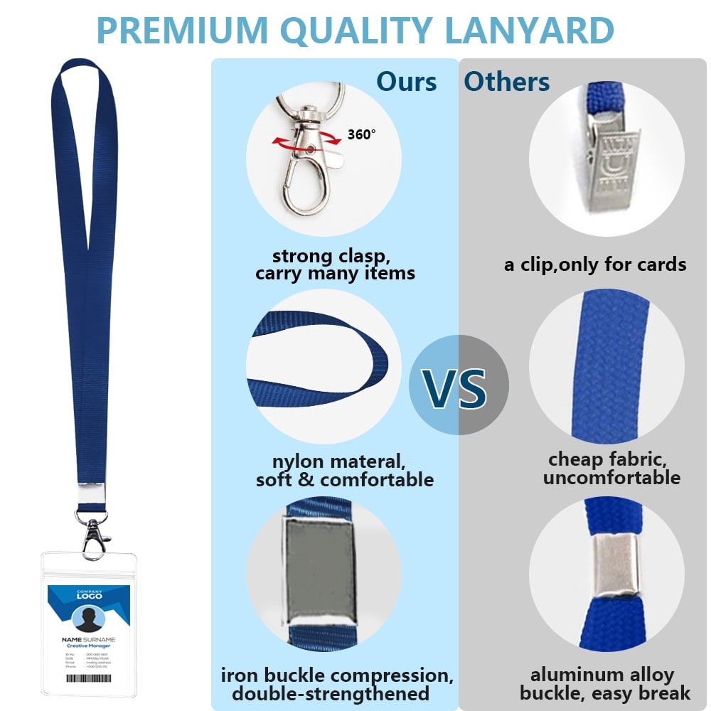 Lanyard-Lanyard with Card Holder， 3Pcs Navy Blue Lanyard with Waterproof Badge Holder, Lanyard for Keys, School & Office, Lanyard for Women & Men