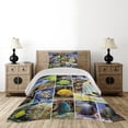 thumbnail image 3 of Ambesonne Tropical Quilted Coverlet 2 Pcs, Collage of Underwater, Twin Size, Yellow Blue, 3 of 5