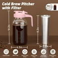 thumbnail image 5 of VA1KENE Cold Brew Coffee Pitcher 64oz Cold Brew Maker with Stainless Steel Filter Mason Jar Pitcher Pour Spout Handle Lid for Iced Coffee Tea Lemonade Pink, 5 of 8