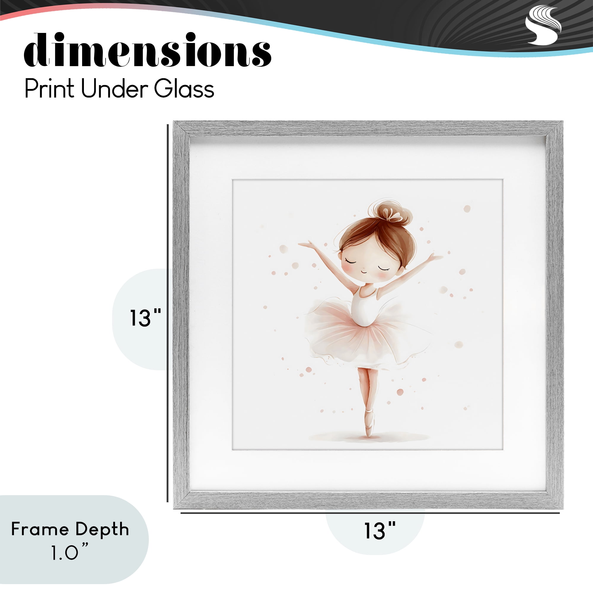 Stupell Industries Delicate Little Ballerina Girl Gray Framed Print Under Glass, design by Creative Studio