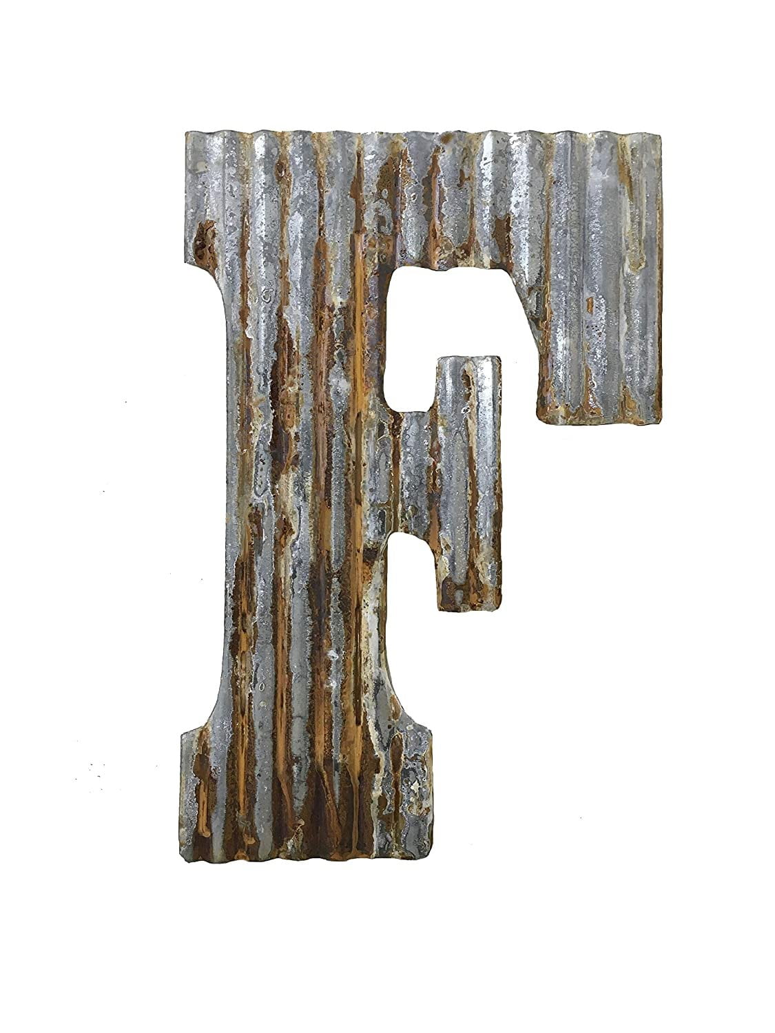 Farmhouse Rustic 24'' Wall Decor Corrugated Metal Letter F