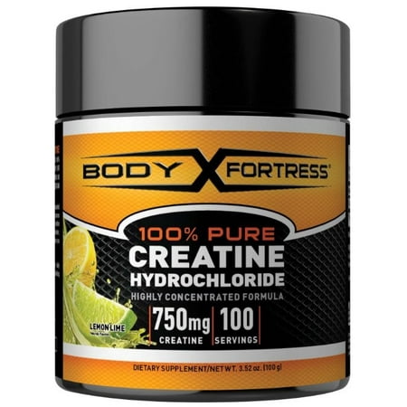 Body Fortress 100% Pure Creatine HCL Powder, Lemon Lime, 100 Servings