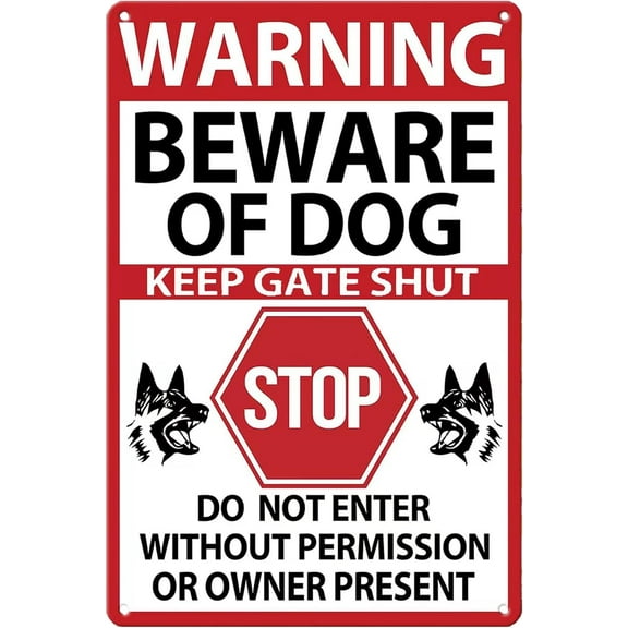 Warning Tin Sign Beware of Dog Perfect Fence Sign Home Yard Farm Garden Garage Wall Decor 12x8inch