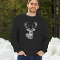 thumbnail image 4 of Deer Portrait Sweatshirt Monochrome Buck Head Nature Whitetail Wildlife Antlers Forest Rustic Hunt Trophy Crewneck, 4 of 7