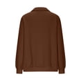 thumbnail image 5 of thefmos Women's Fall Winter Collared Long Sleeve Zipper Knitted Pullover Tops Solid Basic Casual Button Down Sweaters Trendy Streetwear Fashion Clothes, Brown 2XL, 5 of 6