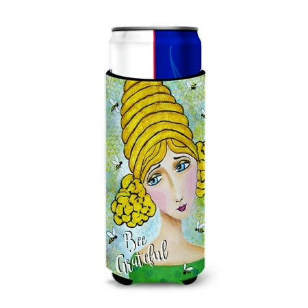 

Carolines Treasures VHA3008MUK Bee Grateful Girl with Beehive Michelob Ultra beverage Insulator for slim cans Slim