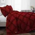 thumbnail image 2 of SGI Bedding Oversized King Size Duvet Covers Egyptian Cotton 1000TC 3 Piece Set Burgundy Diamond Ruffle, 2 of 8