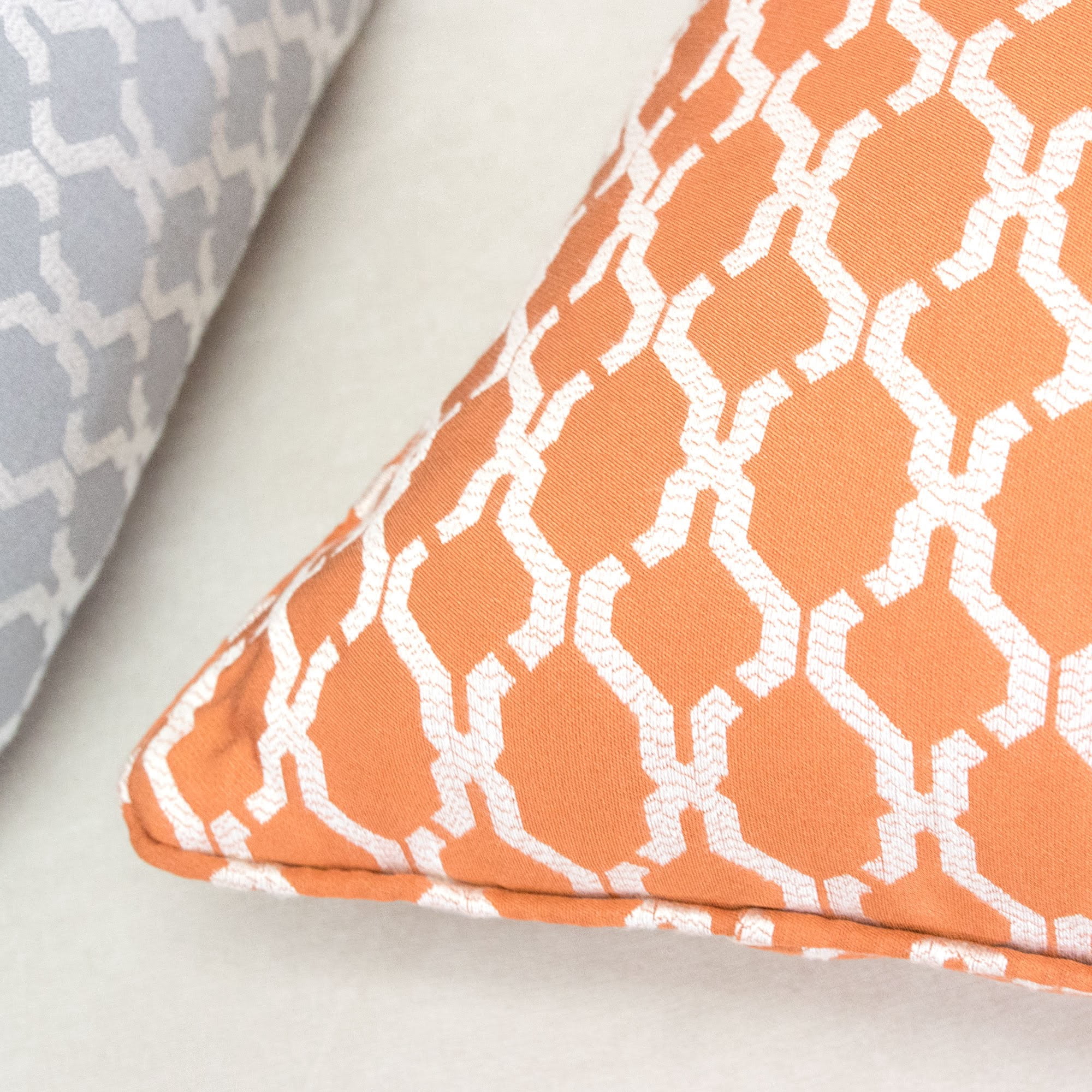 Amelia Orange Geometric Polyester 20 in. x 20 in Throw Pillow (Set of 2)