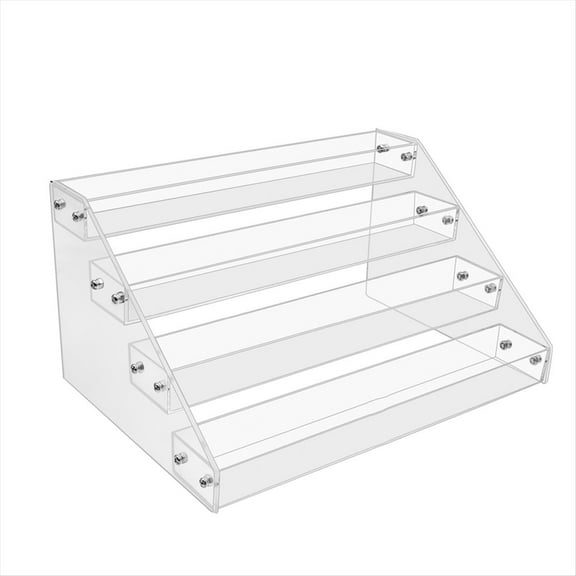 4Tier Clear Acrylic CD Holder Cascading Storage Rack,DVD/CD Display Rack & Vinyl Record Stand