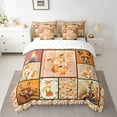thumbnail image 2 of Erosebridal Gold Fox Bed in a Bag Queen size, Cartoon Animal Bed Set, Plant Patchwork Bedding Queen Size, Ultra Soft Room Decorative, 7-Piece, 2 of 4
