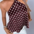 thumbnail image 6 of FAHUOMU Women's Halter Tops Sleeveless Polka Dot Backless Tie Front Summer Blouses Solid Color Lightweight Breathable Fashion Tunics, 6 of 7