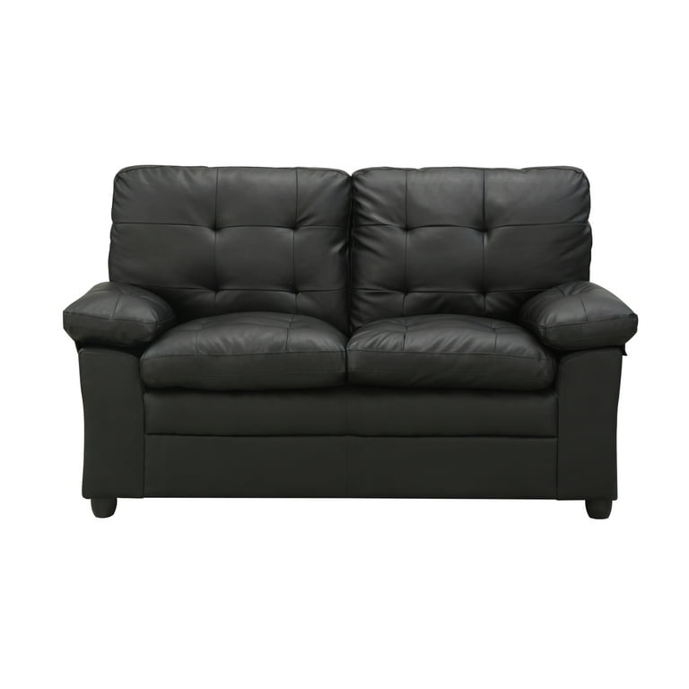 Mainstays Buchannan Black Faux Leather Loveseat