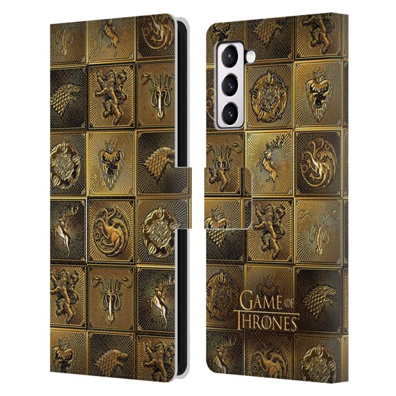 Head Case Designs Officially Licensed HBO Game of Thrones Golden Sigils All Houses Leather Book Wallet Case Cover Compatible with Samsung Galaxy S21 5G