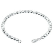 Gem Avenue 925 Sterling Silver 4mm Beads Bracelet With Lobster Clasp (7 - 8 inch Available)