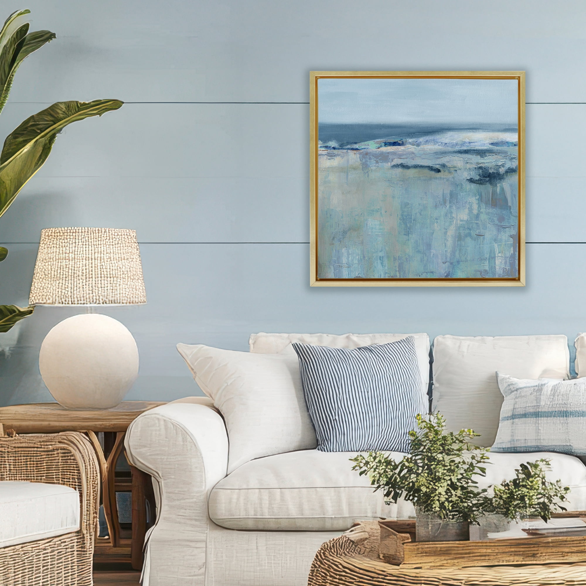 Stupell Industries Serene Abstract Pastel Seascape Gold Framed Floater Canvas Wall Art, design by Carol Robinson
