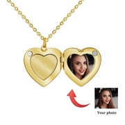 Custom Photo Locket Necklace, Personalized Heart Shaped Lockets with Photo inside, Customized Gifts for Women and Girls