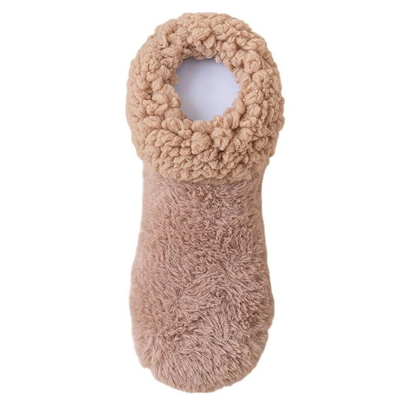 Cmunyle Four Pairs Pack Womens Ankle Slipper Socks Winter Warm Fleece Lined Cozy Soft Thick Fuzzy Non-Slip Indoor Socks Free Size Polyester Spandex Blend In Coffee Color
