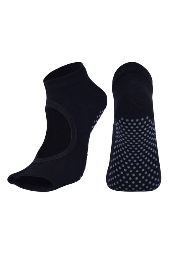 bigworldlittlethings Socks Half Toe Ankle Cotton Socks Workout Exercise Black