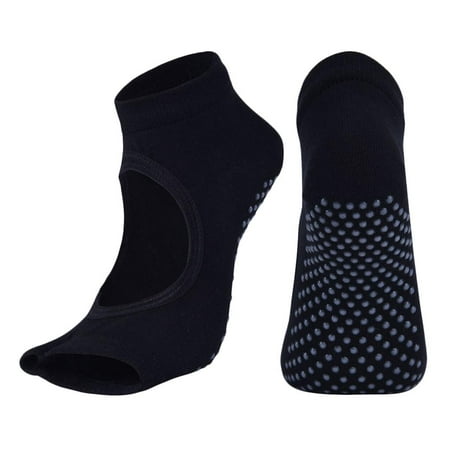 bigworldlittlethings Socks Half Toe Ankle Cotton Socks Workout Exercise Black