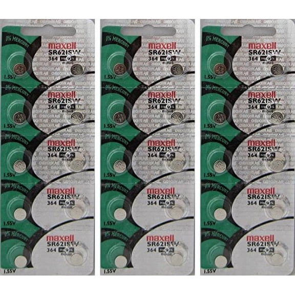 Genuine Maxell 364 SR621SW 1.55v Cell Button Battery x 30