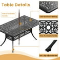 thumbnail image 3 of Hzzkey 5-Piece Outdoor Dining Set, Cast Aluminum Rectangle Table with Swivel Chairs, Cushions, Umbrella Hole, 3 of 10