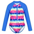 thumbnail image 3 of iiniim Kids Girls Palm Pattern Long Sleeve Zipper Rash Guard Shirt Sun Protection Swimsuit Bathing Suit Rainbow Starfish 12, 3 of 5