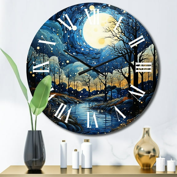 Designart "Blue Sky Celestial Canopy painting" Pointillism Oversized Wall Clock