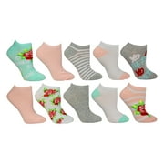 Betsey Johnson Ladies 10Pk Floral And Stripe Pattern Low Cut Socks