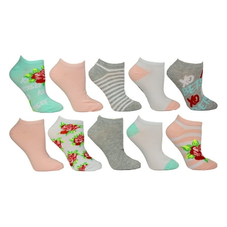 Betsey Johnson Ladies 10Pk Floral And Stripe Pattern Low Cut Socks