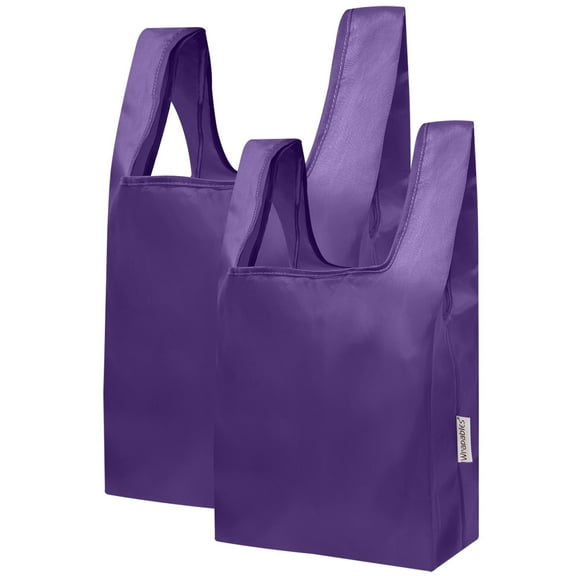 Wrapables JoliBag Nylon Reusable Grocery Bag, 2 Pack, Purple