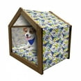 thumbnail image 1 of Modern Pet House, Geometrical Retro 80s Themed Image Lines Circles and Spots Print, Outdoor & Indoor Portable Dog Kennel with Pillow and Cover, 5 Sizes, Blue Yellow and Black, by Ambesonne, 1 of 5