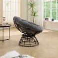 thumbnail image 4 of CQSXDA 360° Swivel Indoor Outdoor Rattan Chair With Brown Frame And Soft Cushion, Ergonomic Papasan For Reading Room Living Room And Bedroom Use, Grey, 4 of 14