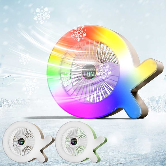 Colorful Marquee Light Desk Fan USB Rechargeable Portable Mini Fan with Night Light Circulating Airflow for Home Office Bedroom by PALIFEUR