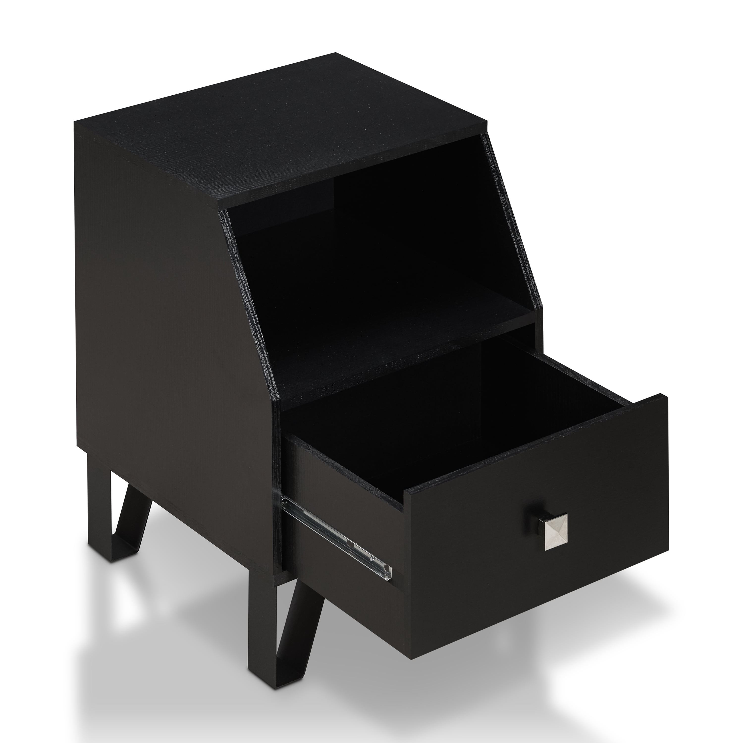 Furniture of America Clement 1-Drawer End Table, Black