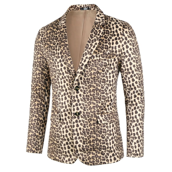 BLAZER DE FIESTA PARA HOMBRES INSPIRADO CHIC, CON ESTAMPADO DE ANIMALES, CON SOLAPA EN PICO, CHAQUETA LIGERA, TALLA XL, COLOR MARRÓN
