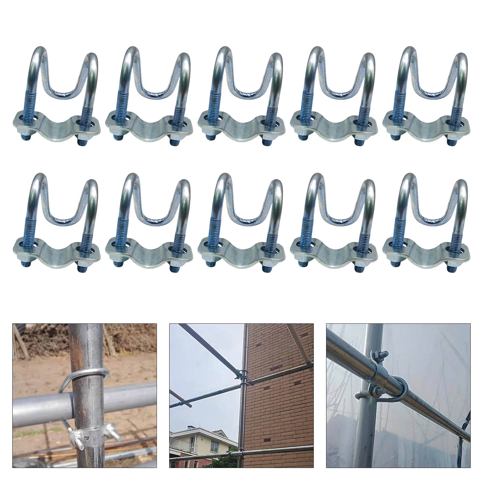 BIBABLYKE 10Pcs Crosses Pipe Clamp Double Screw Bolt Horizontal Vertical Connector Metal Steel Pipes Connector Fixator