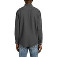 thumbnail image 5 of Men's Casual Long Sleeve Waffle Knit Button Down Solid Color Shirt for Spring Fall Comfort Wear,Black,L, 5 of 5