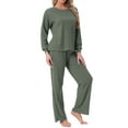 thumbnail image 4 of INSPIRE CHIC Womens Ribbed Knit Pajamas Sets 2 Piece Long Sleeve Top and Pants Sleepwear Pjs Loungewear Outfits 2XL Olive Green, 4 of 5