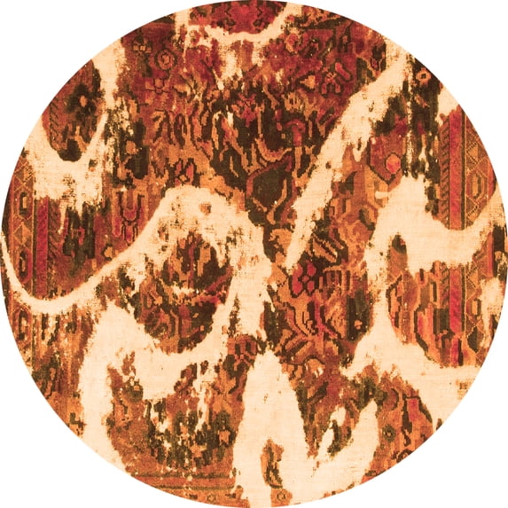 Ahgly Company Indoor Round Oriental Orange Modern Area Rugs, 5' Round