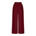thumbnail image 5 of Travel Pants for Women Sevevn Womens Solid Color Casual Sports With Pockets Loose Straight Wide-leg Pants Yoga Pants Red L, 5 of 8