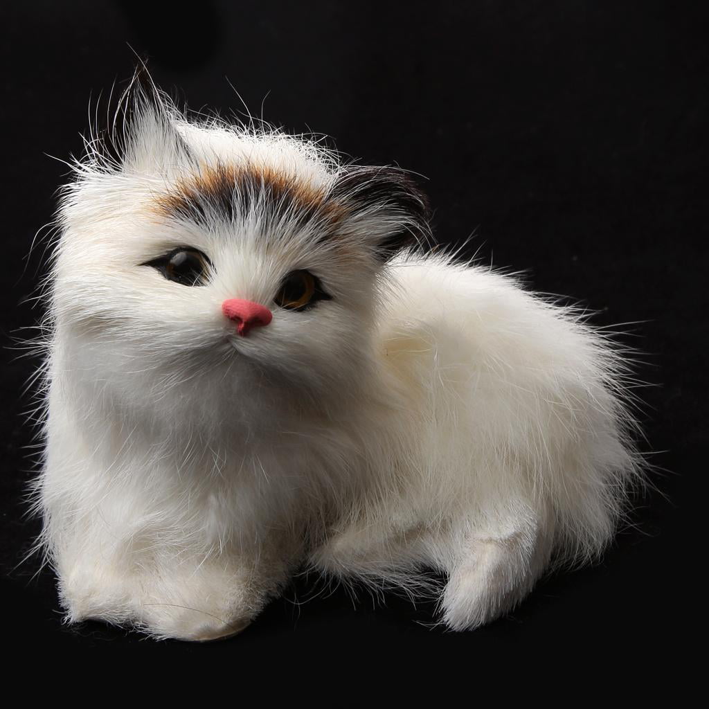 Simulation CAT Model Fur Cute Cat Home Decor Xmas Gift Yellow Forehead 