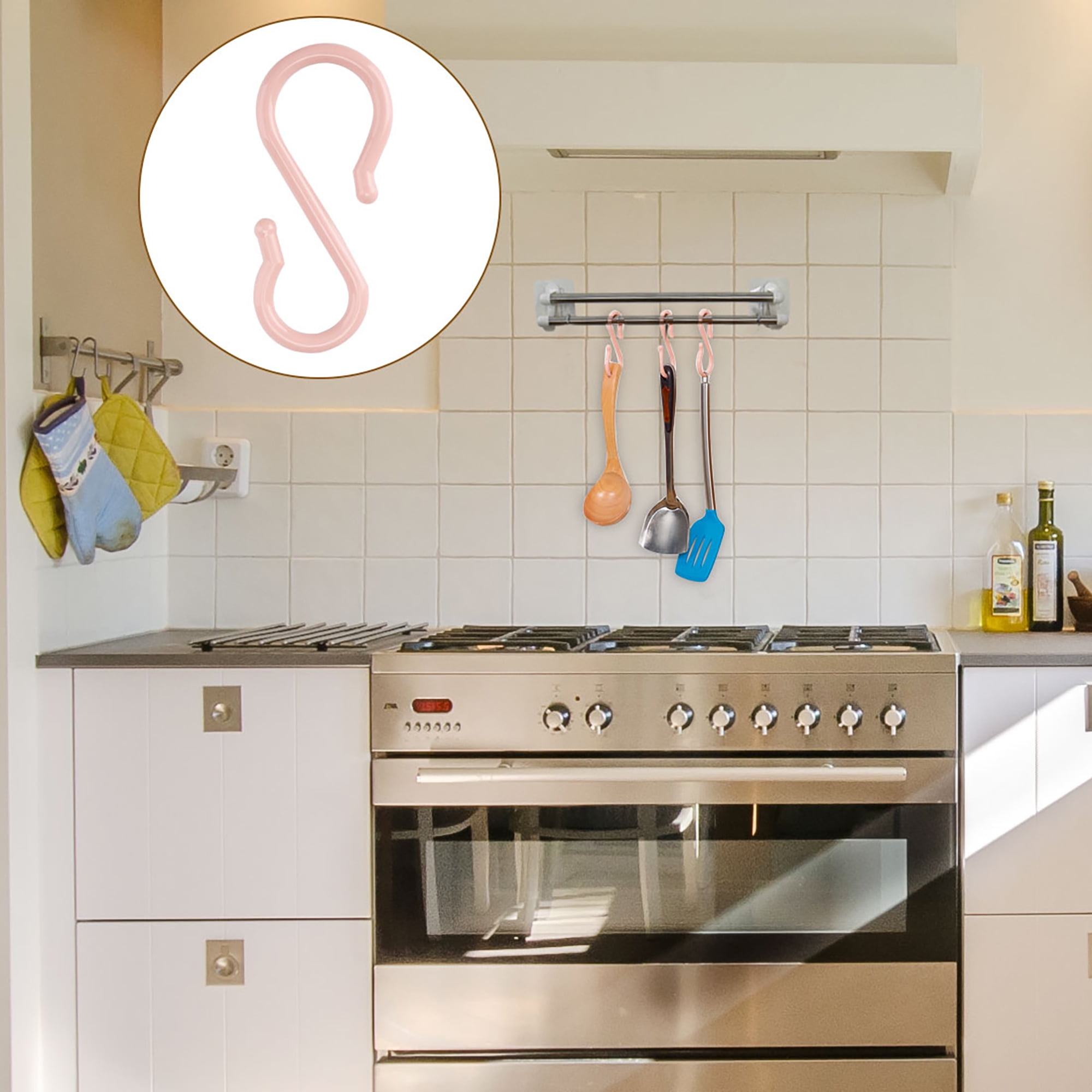 100X Plastic S Shaped Hanging Hooks Hanger for Kitchen Bathroom Bedroom