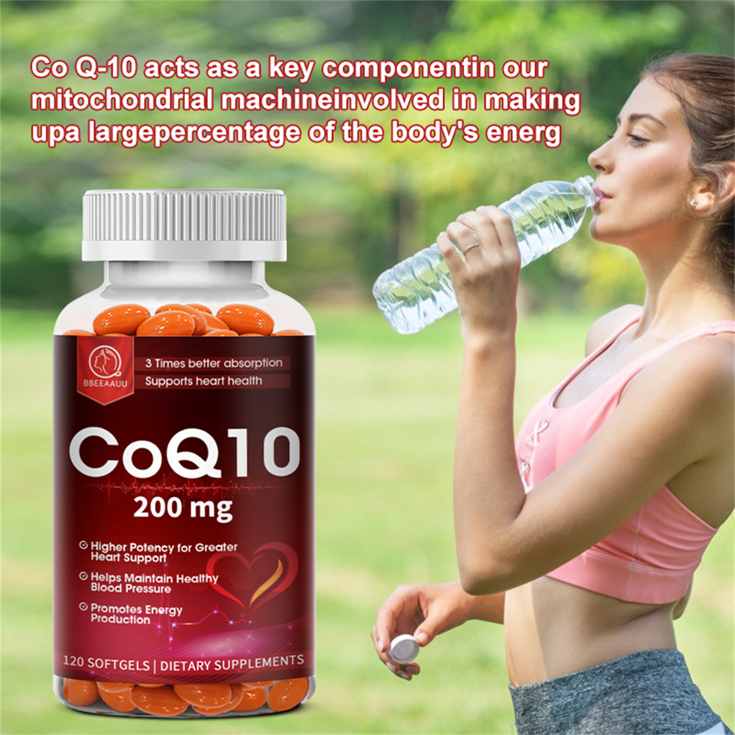 (2 PACK) Natural Coenzyme Q10 Coq10 Supplement 200mg - Heart & Immune Support - 240 Vegan Capsules,Clearance