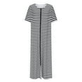 thumbnail image 1 of HUJlwoi Chemise de Nuit Imprimée pour Femmes Rayée Longue Robe de Bain Zippée Robe Décontractée Chemise de Nuit Manches 3/4 avec Poches, 1 of 4