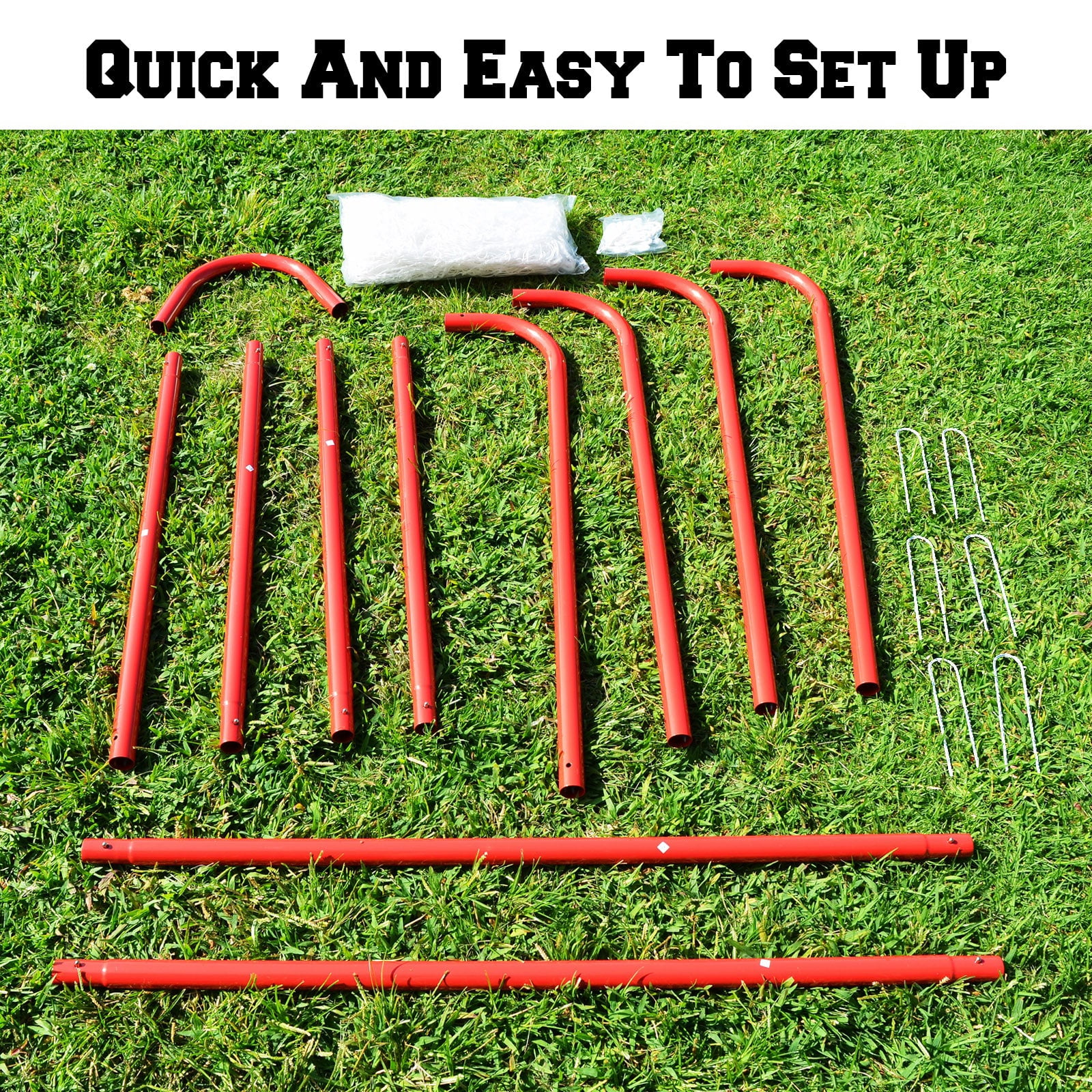 SUNNYOUTDOOR 6x6x7' Backyard Lacrosse Practice and Training Goal, Includes Portable Steel Frame and Lacrosse Net for Youth Kids and Adults
