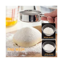 Sieve Fine Mesh Strainer, Flour Sifter for Baking, Powdered Sugar Shaker Duster for Baking Cake Bread, Vintage One-Hand Strainers and Colanders Rustproof