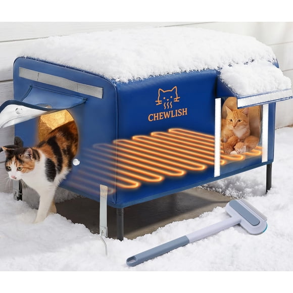 Caseta para gatos con calefacción exterior Chewlish, térmica excepcional