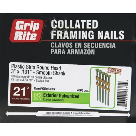 - Grip-Rite 21 Degree Plastic Strip Full Round Head Framing Stick Nail
