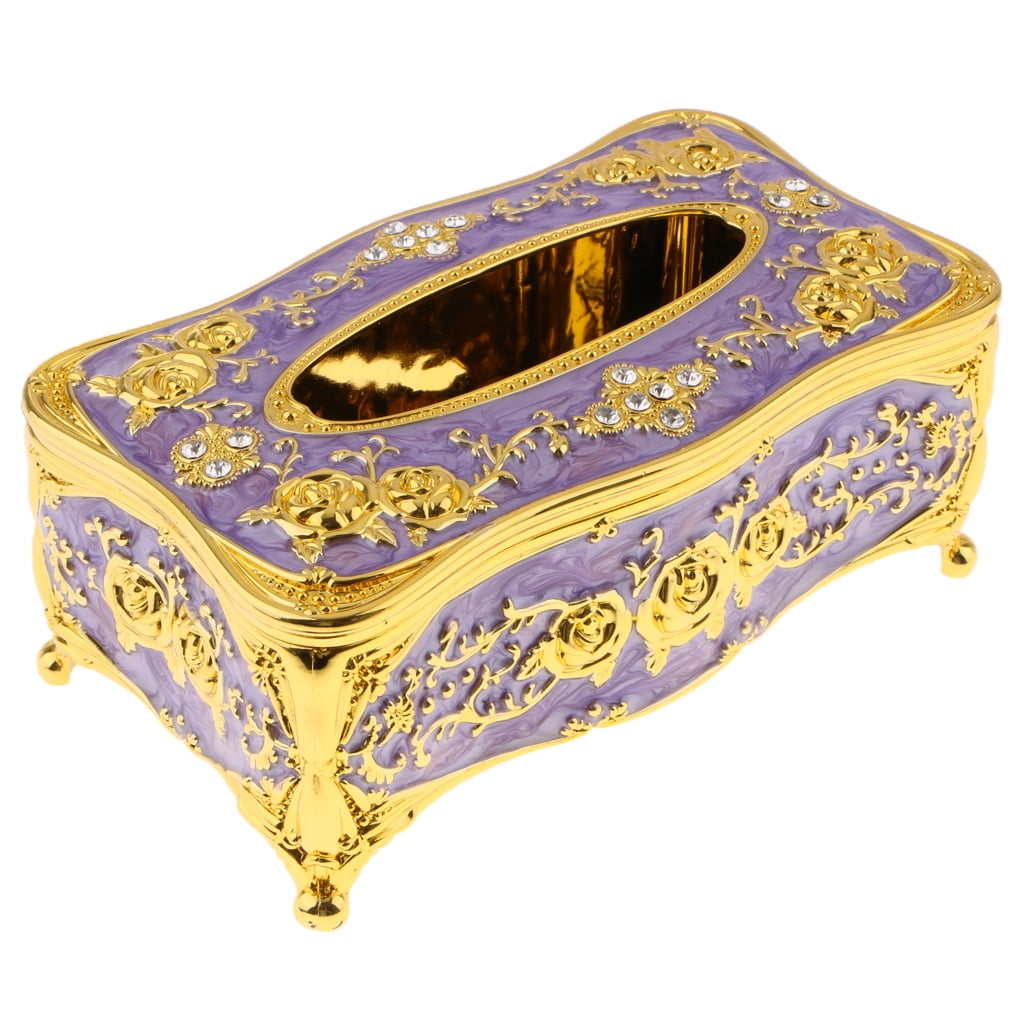 Details about   European Style Luxurious Rose Napkin Cover Facial Tissue Box Holder 
