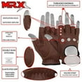 thumbnail image 4 of Mens Driving Gloves Basic Soft Goat Leather Fingerless Breathable Biker Motorcycle Riding Cycling Shooting Glove Half Finger, Brown (Large), 4 of 6